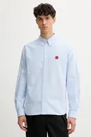 Bavlněná košile Kenzo pánská, modrá barva, regular, s klasickým límcem, FF65CH4109LO