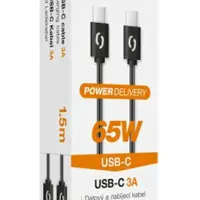 Datový kabel ALIGATOR POWER 65W, USB-C/USB-C 3A 1,5m, černý