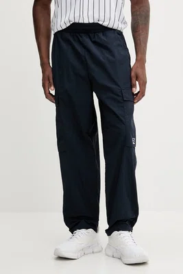 Kalhoty EA7 Emporio Armani pánské, tmavomodrá barva, s potiskem, AF13190.7M000212