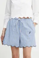Bavlněné šortky Patou dámské, modrá barva, high waist, TR0460190