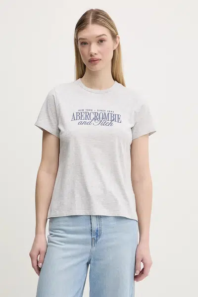 Bavlněné tričko Abercrombie & Fitch šedá barva, KI185-5058