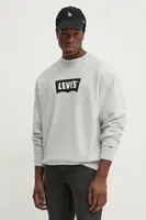Bavlněná mikina Levi's PREMIUM GRAPHIC CREW pánská, šedá barva, s potiskem, 000MS