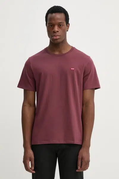 Bavlněné tričko Levi's SS ORIGINAL HM TEE vínová barva, 56605