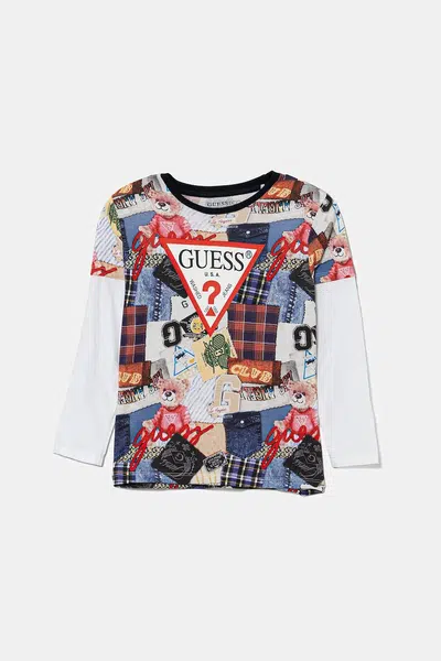 Dětské bavlněné tričko s dlouhým rukávem Guess tmavomodrá barva, N5YI09 K8HM4