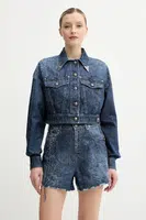 Džínová bunda Versace Jeans Couture tmavomodrá barva, přechodná, 78HAS45G DS025LF1