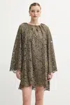Šaty MICHAEL Michael Kors zelená barva, mini, oversize, MS580R0GTA