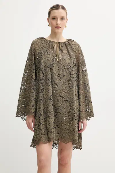 Šaty MICHAEL Michael Kors zelená barva, mini, oversize, MS580R0GTA