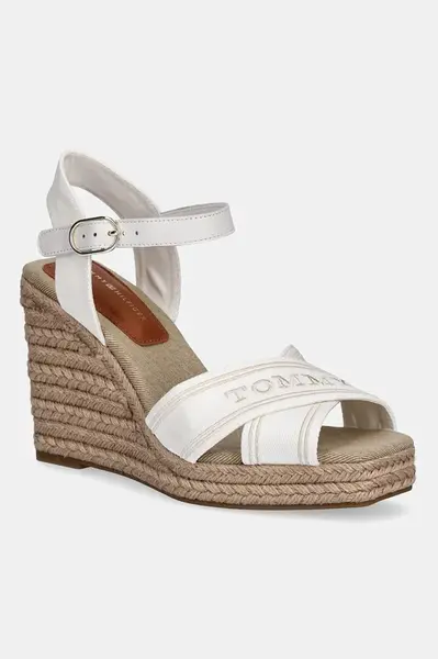 Sandály Tommy Hilfiger TOMMY HILFIGER ESPAD HIGH WEDGE béžová barva, FW0FW08668