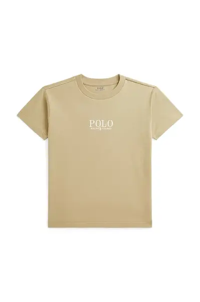 Dětské bavlněné tričko Polo Ralph Lauren béžová barva, 322964779005