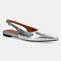 Kožené baleríny Vagabond Shoemakers HERMINE stříbrná barva, s odkrytou patou, 5733-183-79