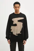 Svetr z vlněné směsi MM6 Maison Margiela pánský, černá barva, SH0HL0019