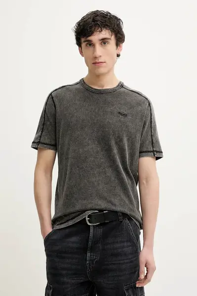 Bavlněné tričko Diesel T-ADJIND T-SHIRT šedá barva, A16407.0QJAH