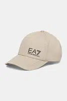 Bavlněná baseballová čepice EA7 Emporio Armani béžová barva, s potiskem, AF11989.7X000005