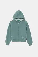 Dětská bavlněná mikina United Colors of Benetton zelená barva, s kapucí, hladká, 3UNIC504T
