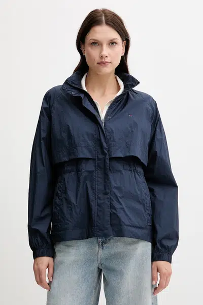Bunda Tommy Hilfiger tmavomodrá barva, přechodná, WW0WW46444