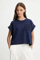 Tričko United Colors of Benetton dámské, tmavomodrá barva, 3IFVD10AF