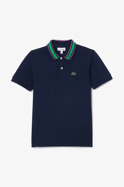 Dětská bavlněná polokošile Lacoste tmavomodrá barva, PJ8402