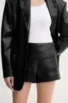 Kožené šortky Gestuz dámské, černá barva, hladké, high waist, 10909942