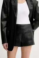 Kožené šortky Gestuz dámské, černá barva, hladké, high waist, 10909942