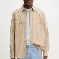 Bavlněná košile PS Paul Smith pánská, béžová barva, regular, s klasickým límcem, M2R.412Z.P21477