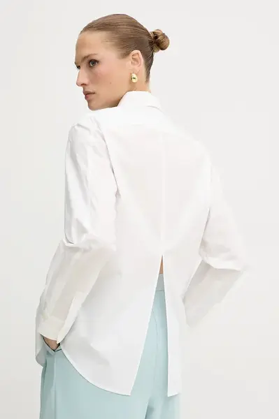 Bavlněná košile Pinko dámská, bílá barva, regular, s klasickým límcem, 105058 A2CR