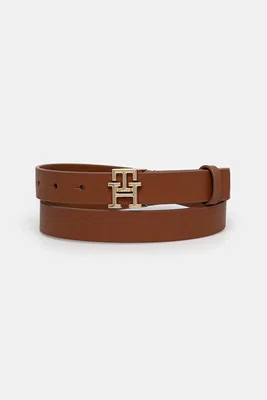 Kožený pásek Tommy Hilfiger dámský, hnědá barva, AW0AW17496