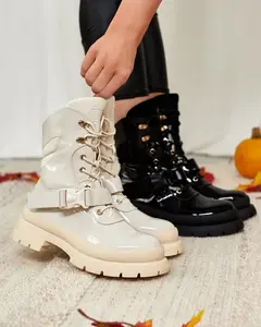 Resti Women's lacquered boots in beige Setogy