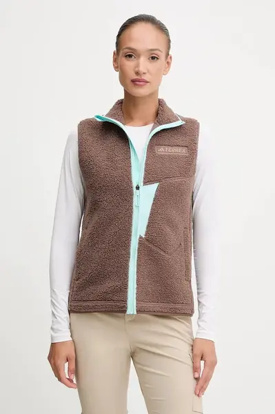 Outdoorová vesta adidas TERREX hnědá barva, JN0927