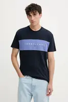 Bavlněné tričko Tommy Jeans pánské, tmavomodrá barva, DM0DM21933