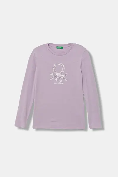 Dětské bavlněné tričko s dlouhým rukávem United Colors of Benetton