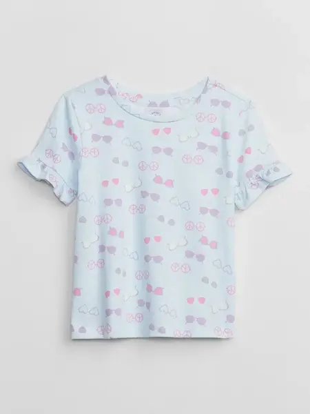 Svetlomodré dievčenské vzorované tričko s volánmi GAP