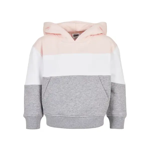 Girls' oversize 3-tone sweatshirt light pink/white/grey