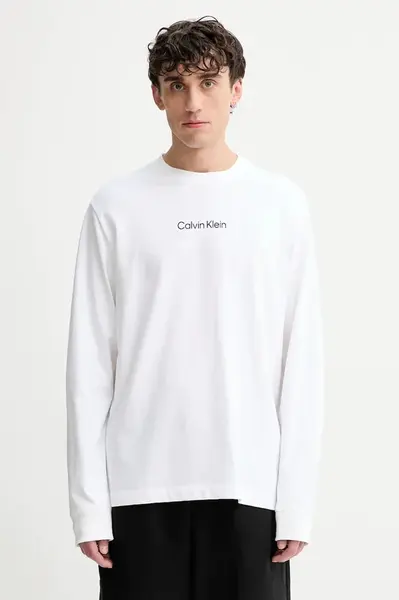 Bavlnené tričko s dlhým rukávom Calvin Klein