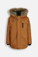 Dětská bunda Coccodrillo hnědá barva, OUTERWEAR BOY KIDS