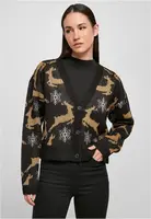 Women's short oversized Christmas cardigan black/gold