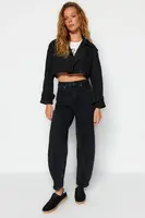 Trendyol Čierne sudové džínsy s vysokým pásom