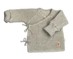 Dojčenský svetrík, rastúci, na zaväzovanie na boku - tm. béžová