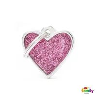 MF SMALL HEART GLITTER PINK 2,8x2,5 cm gravírovateľný prívesok