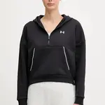 Mikina Under Armour Rival dámská, černá barva, s kapucí, melanžová, 6003707
