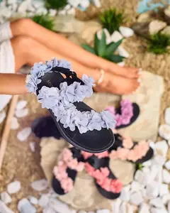 Resti Grey women's sandals with flowers Alferroy