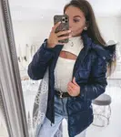 Gemre Navy jacket with a fur hood Poisson