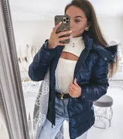 Gemre Navy jacket with a fur hood Poisson