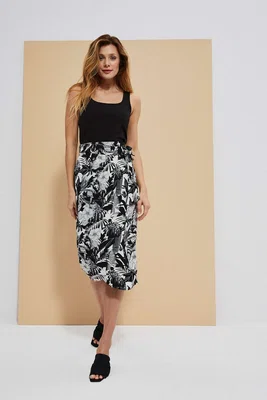 Marisse Black Floral Print Skirt