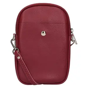 Dámska kožená kabelka na mobil a doklady Italia Monea - vínová