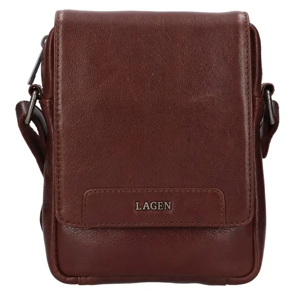 Pánska kožená taška cez rameno Lagen Unne - hnedá