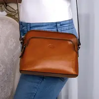 Kožená dámská crosbody kabelka Katana Kaise - koňak