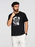 Ombre Men's cotton t-shirt with double printed logo - white
