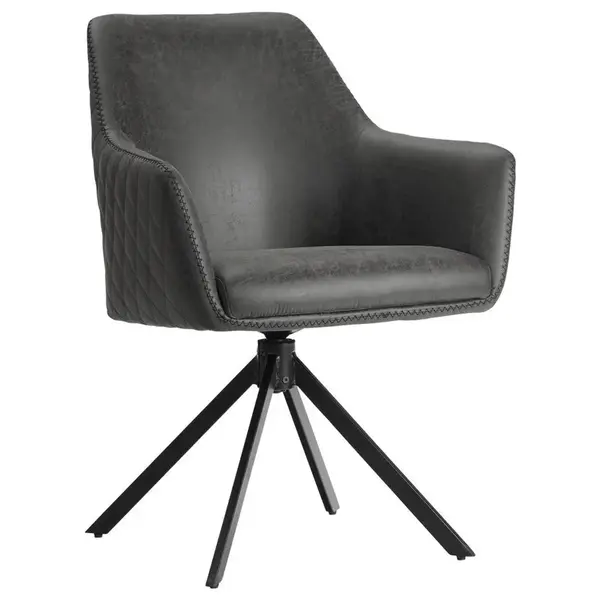 Ambia Home ŽIDLE S PODRUČKAMI, železo, mikrovlákno, antracitová, černá