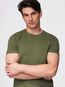 Ombre BASIC men's classic cotton T-shirt - khaki