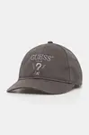 Bavlněná baseballová čepice Guess EMBROIDERED šedá barva, s aplikací, M5RZ11 WO07T
